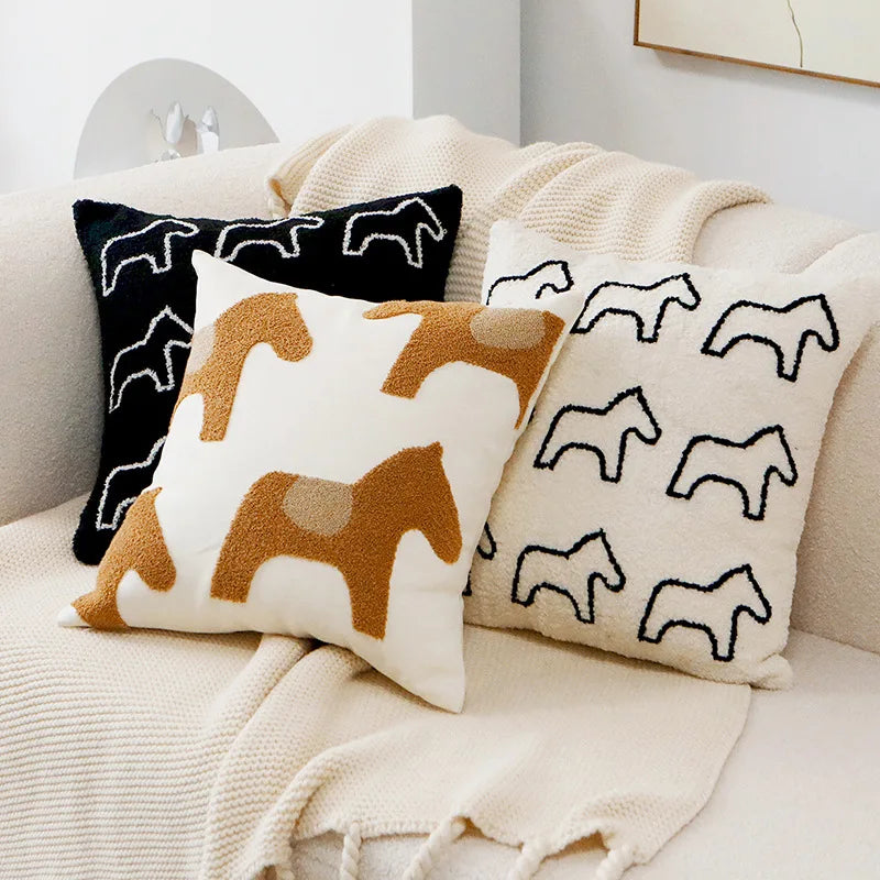 Nordic Simple Throw Pillow Cover Embroidered Plush